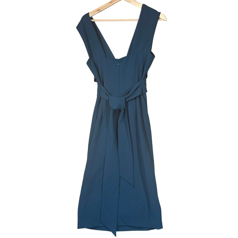 Anthropologie BHLDN Teal V Neck Sleeveless Wrap Waist Bow Back Midi Dress Size 4 - Picture 7 of 16